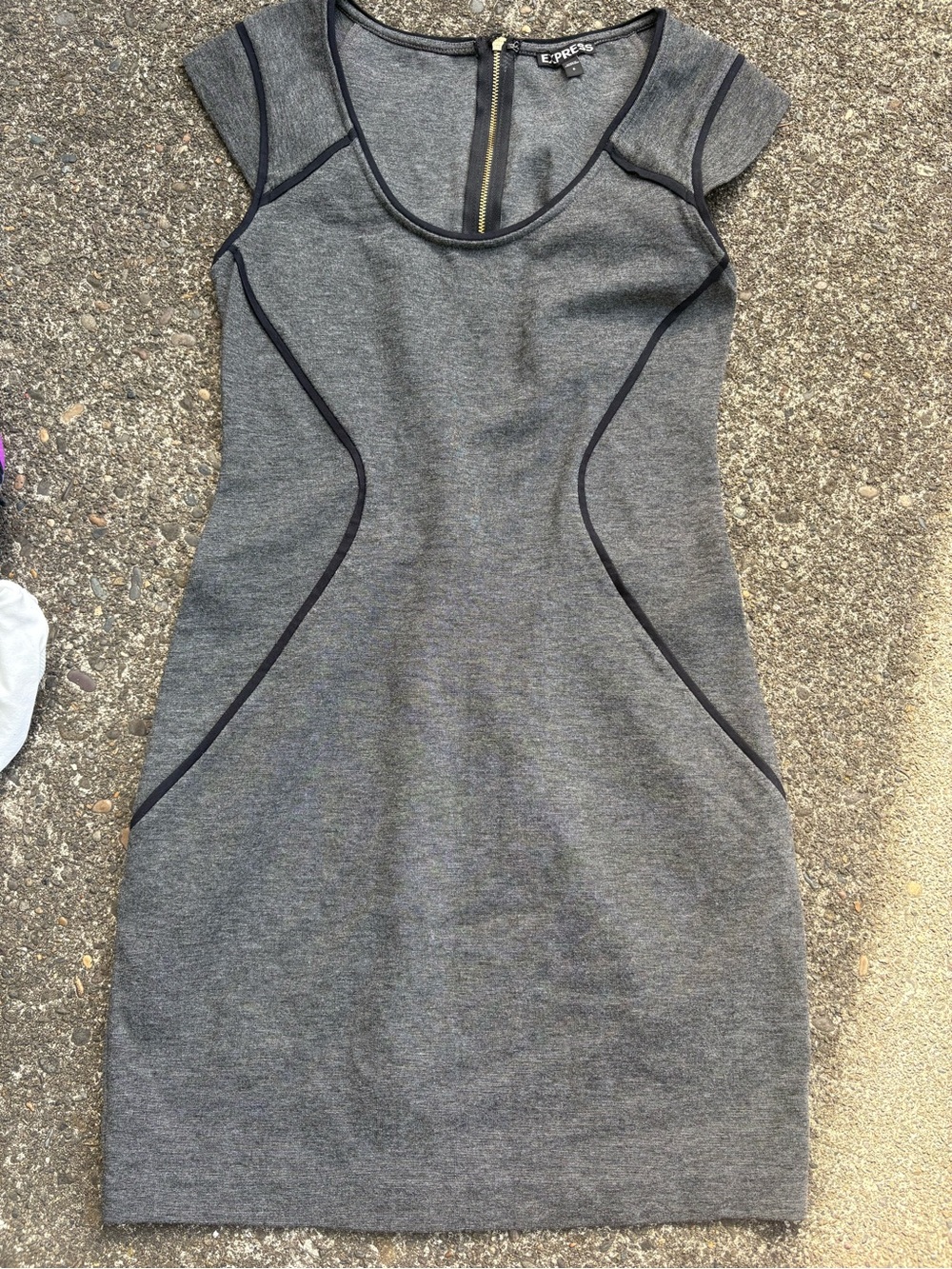 Express Gray Ponte Mini Dress with Contrast Piping